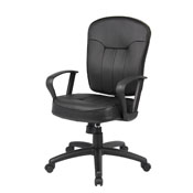 Black Leatherplus Task Chair With Loop Arms - B1562, B1562